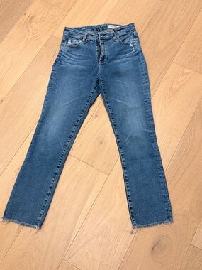 Ag Adriano Goldschmied Straight Leg Mid-Blue Jeans